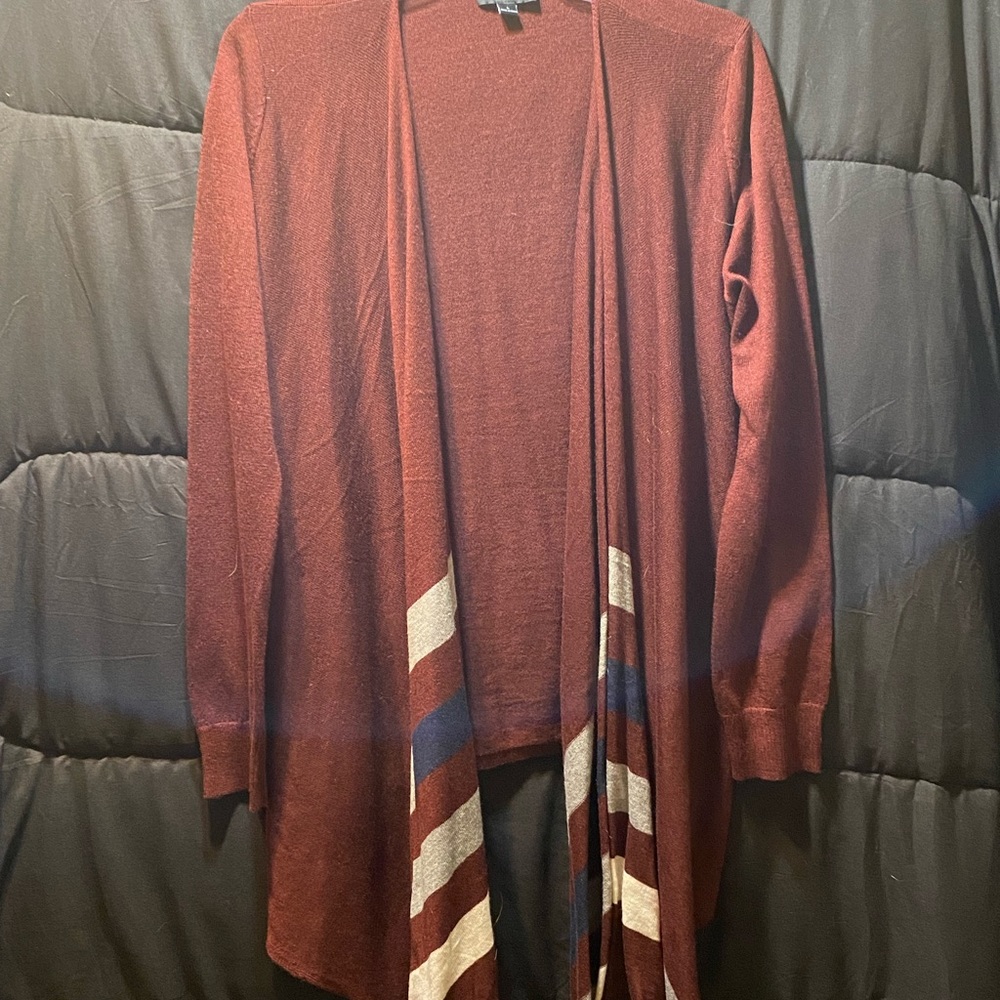 Lumiere, size large, reddish-brown, blue and white.